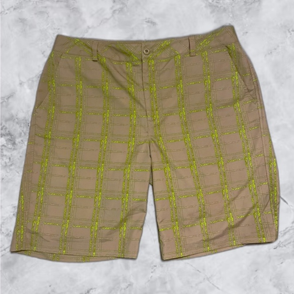 UNDER ARMOUR‎ Men's Green And Tan Plaid Performance Golf Dress  Shorts Size 36